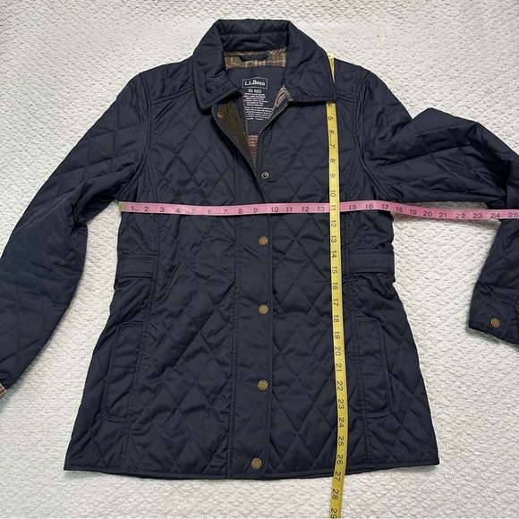 L.L. Bean Quilted Riding Jacket Plaid Lined Corduroy Trim Women’s Size XS - Picture 3 of 7